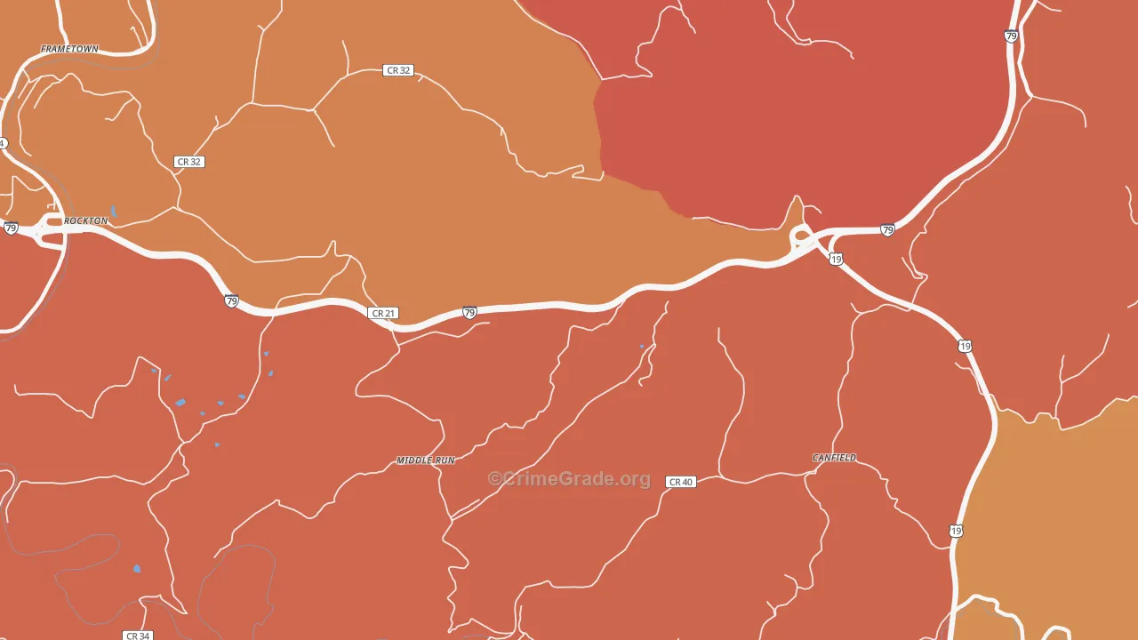 Middle Run, WV Map of Burglary Rates