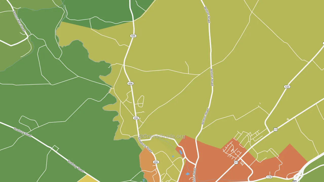 Middle Spring, PA Map of Burglary Rates