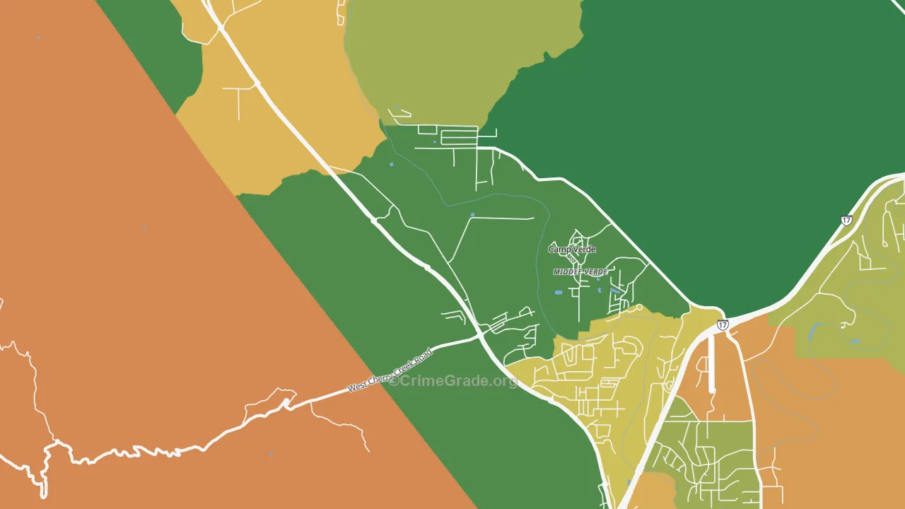 Middle Verde, AZ Map of Burglary Rates