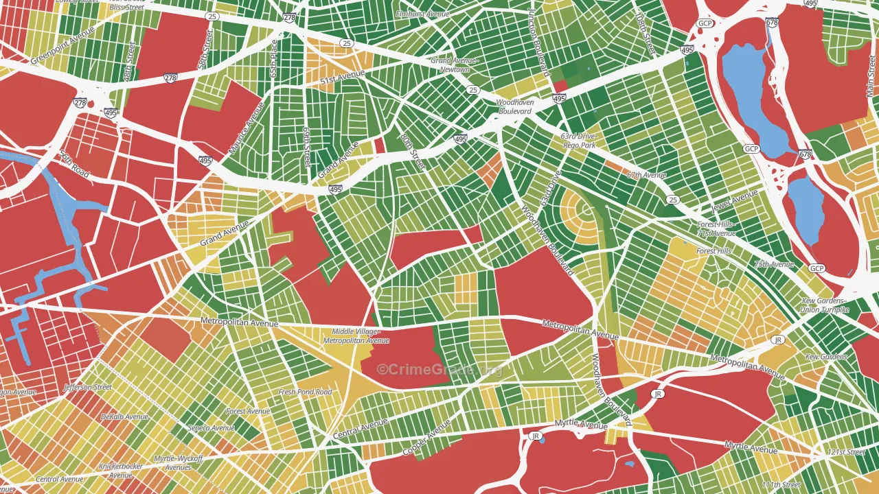 Middle Village, Queens, NY Map of Burglary Rates