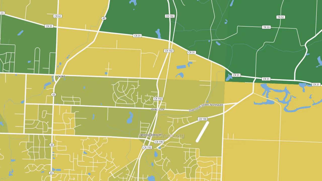 Middlebranch, OH Map of Burglary Rates