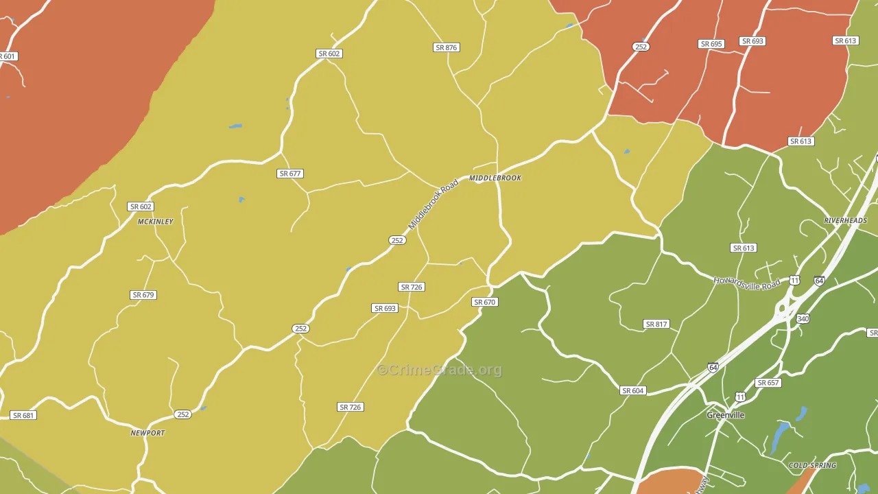 Middlebrook, VA Map of Burglary Rates