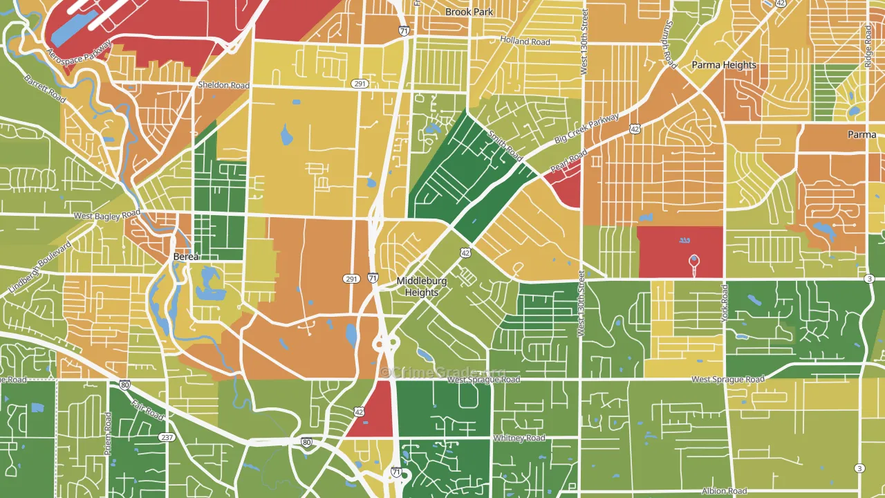 Middleburg Heights, OH Map of Burglary Rates