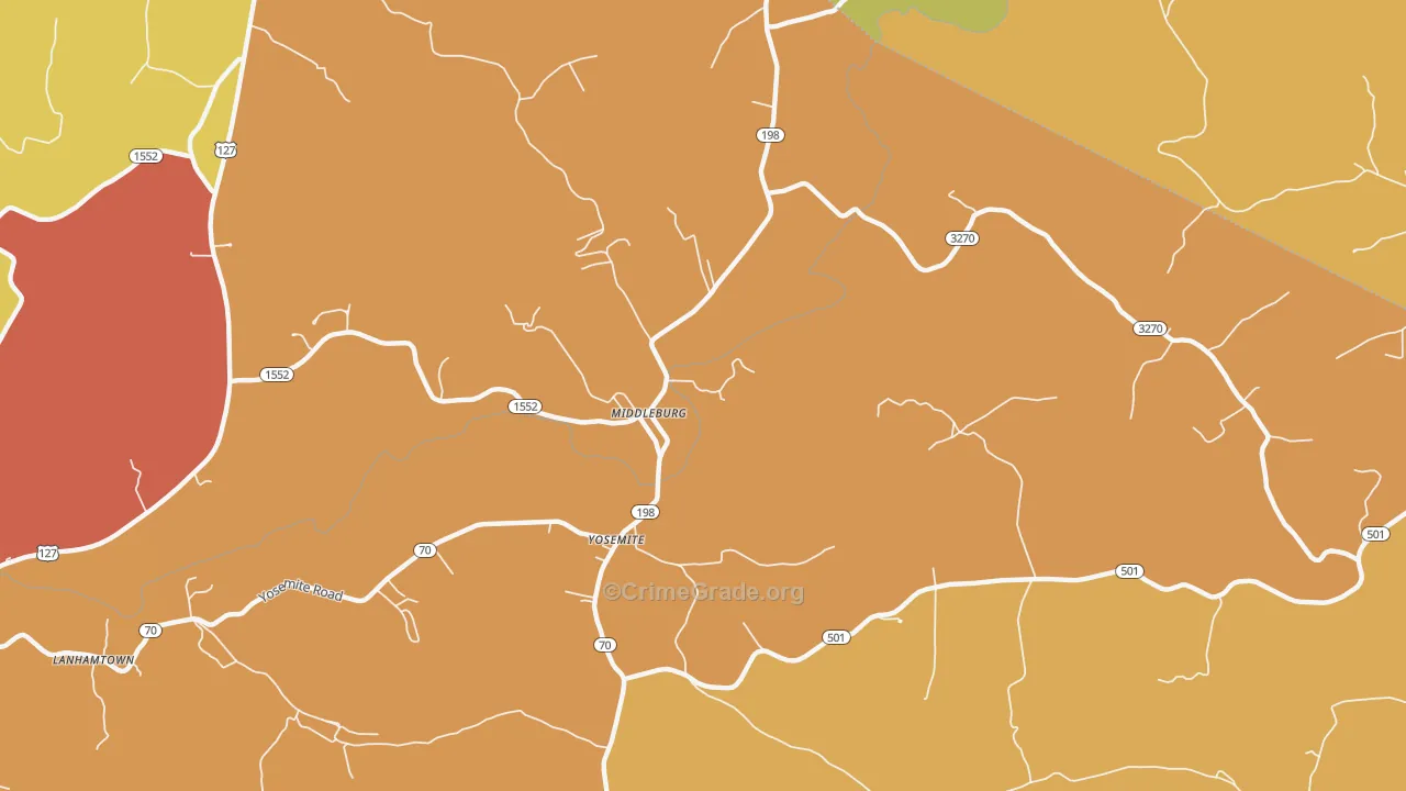Middleburg, KY Map of Burglary Rates