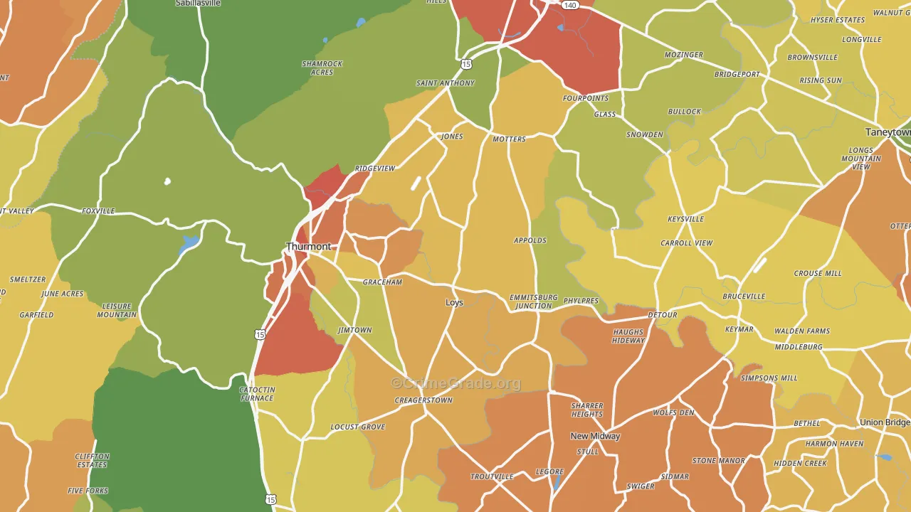 Middleburg, MD Map of Burglary Rates