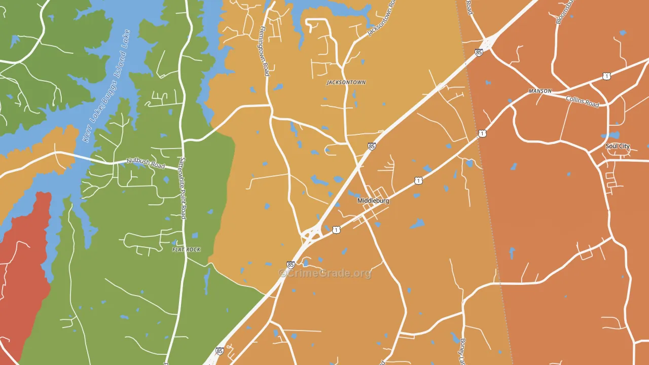 Middleburg, NC Map of Burglary Rates