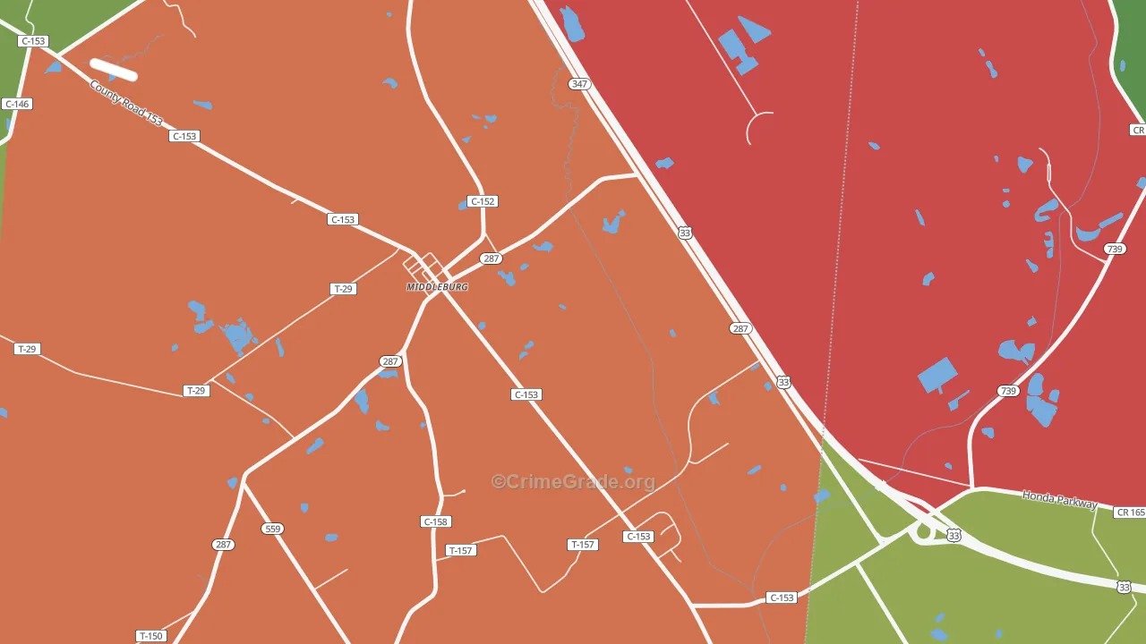 Middleburg, OH Map of Burglary Rates