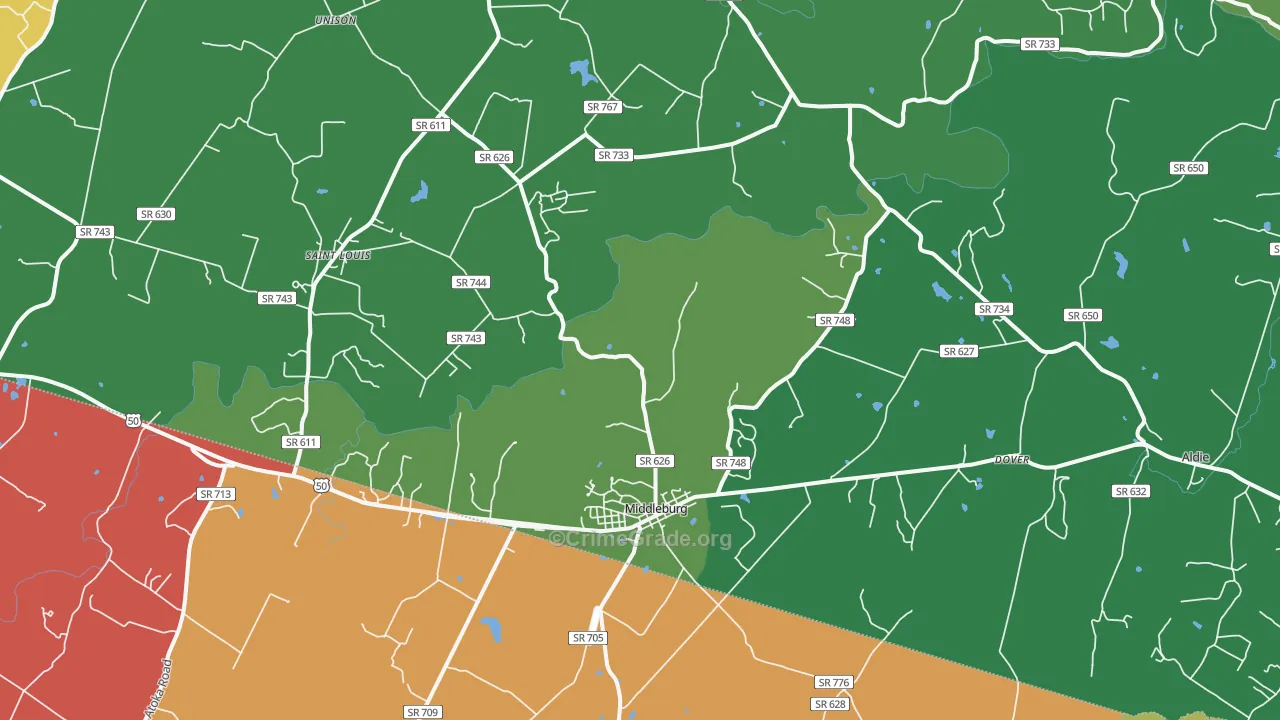 Middleburg, VA Map of Burglary Rates