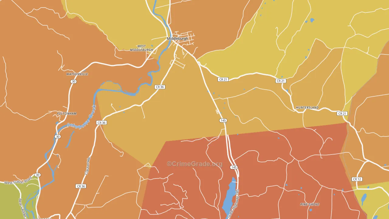 Middleburgh, NY Map of Burglary Rates