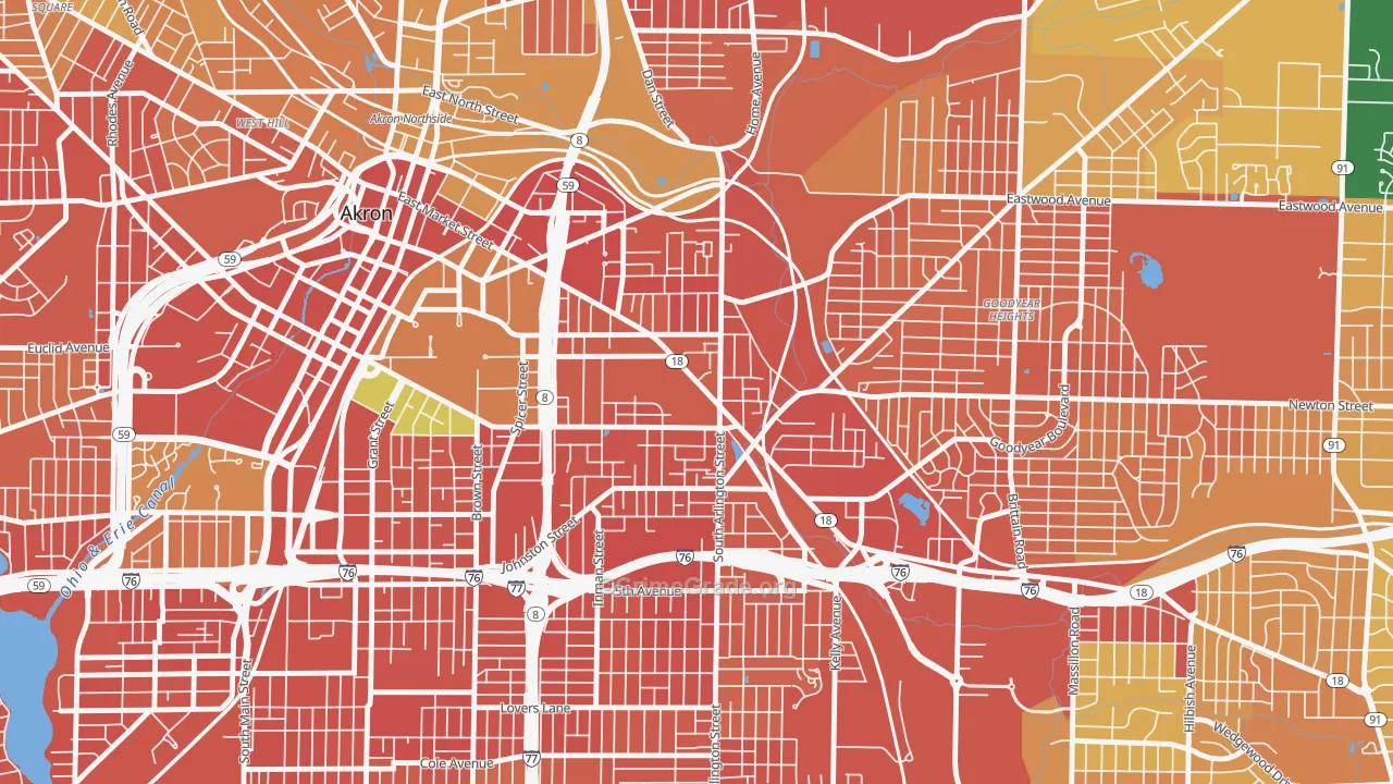 Middlebury, Akron, OH Map of Burglary Rates