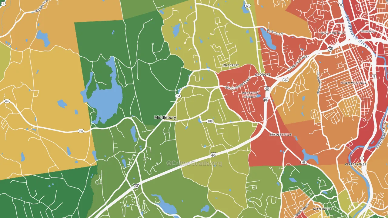 Middlebury, CT Map of Burglary Rates