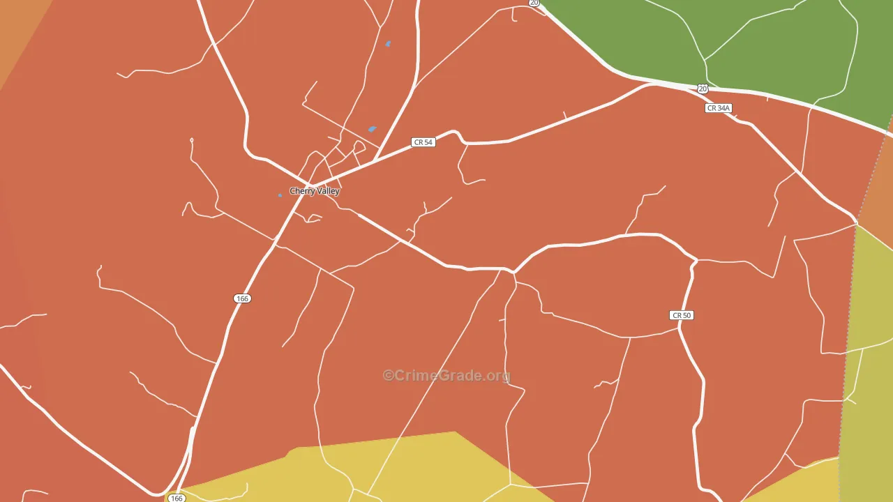 Middlefield Center, NY Map of Burglary Rates