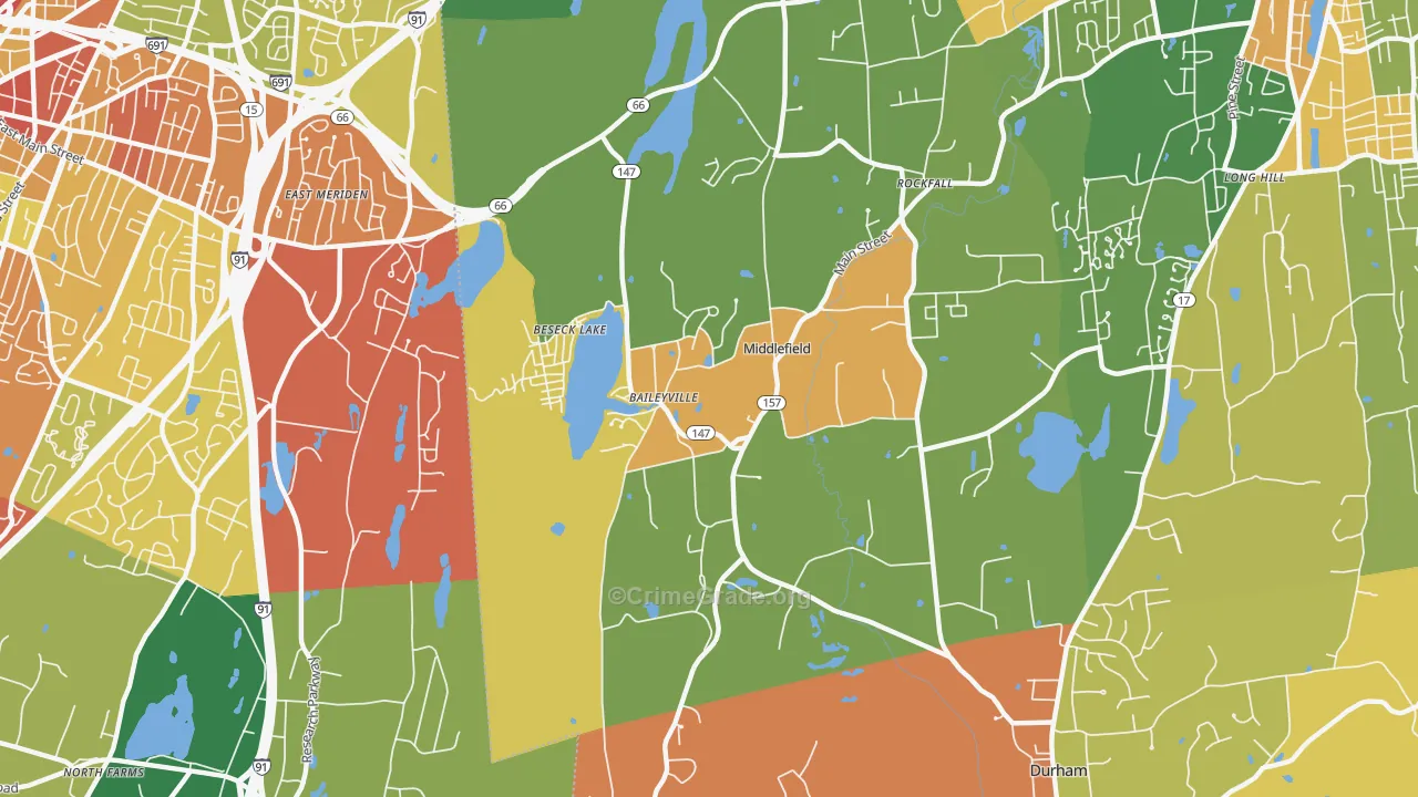 Middlefield, CT Map of Burglary Rates