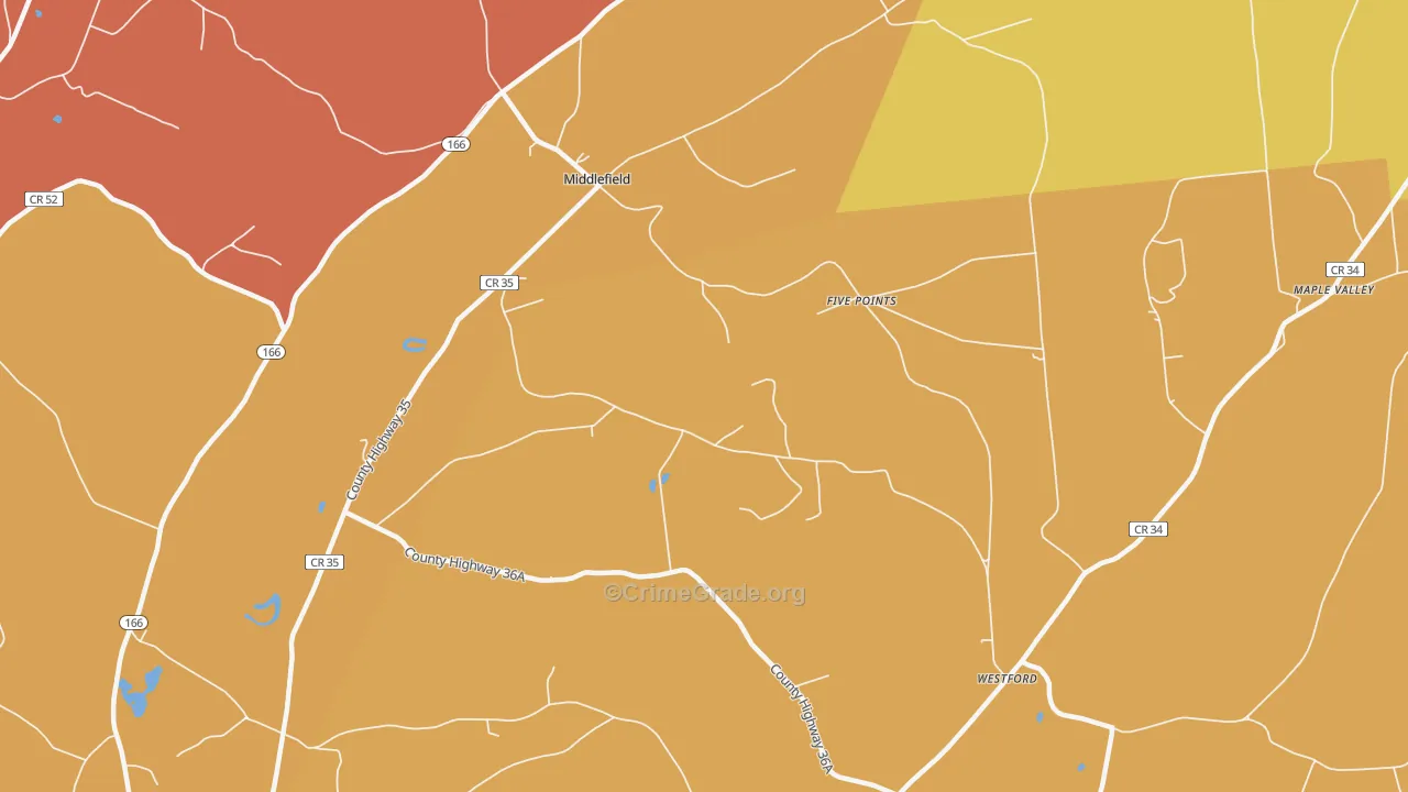 Middlefield, NY Map of Burglary Rates