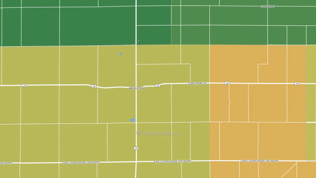 Middlefork, IN Map of Burglary Rates