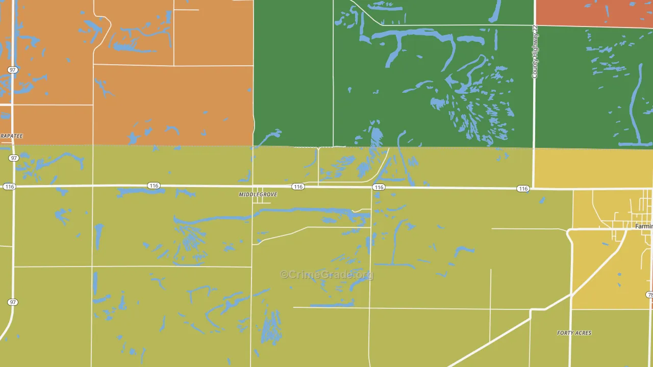 Middlegrove, IL Map of Burglary Rates