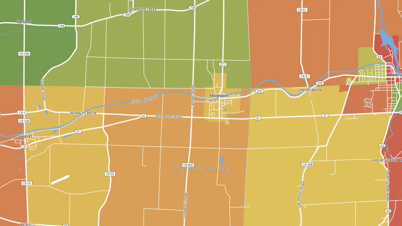 Middleport, NY Map of Burglary Rates