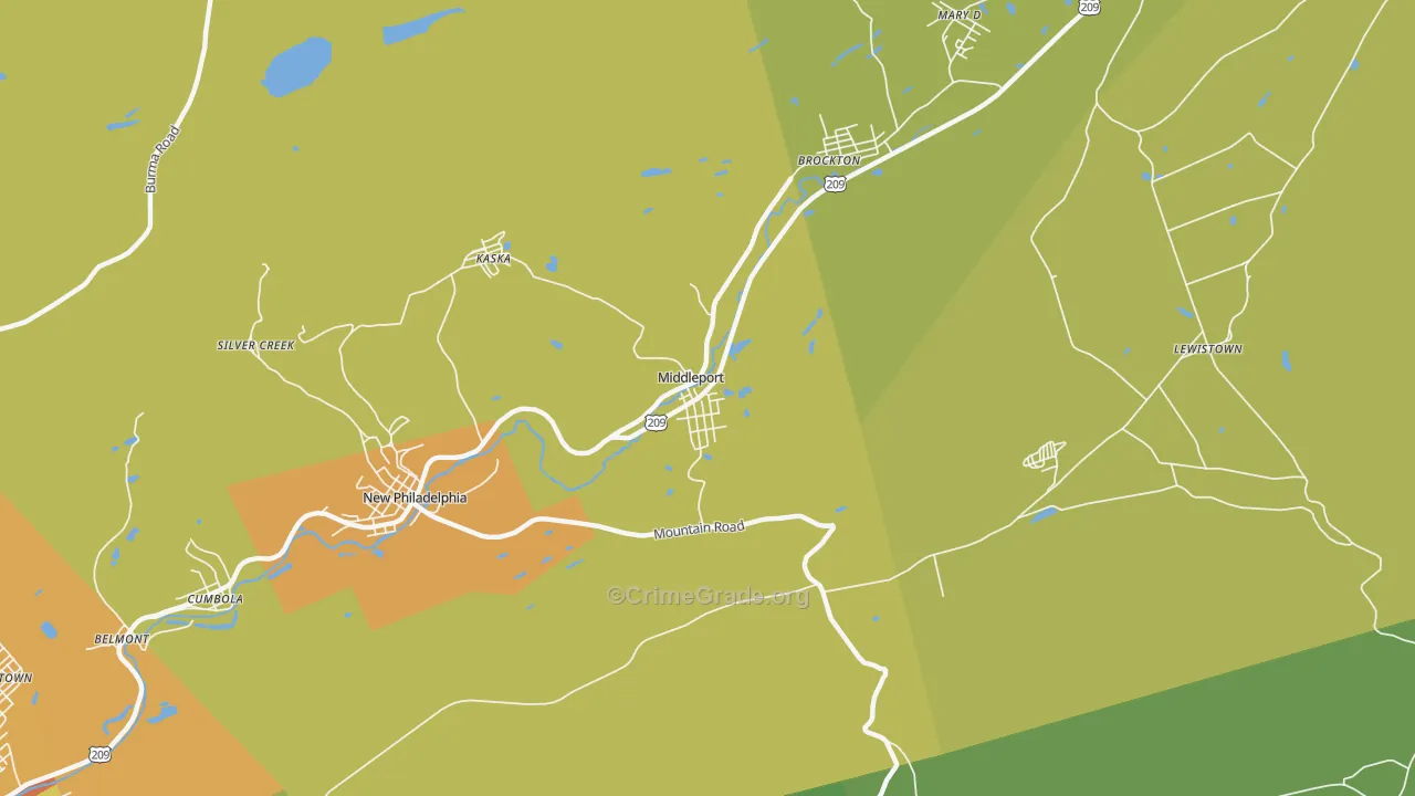 Middleport, PA Map of Burglary Rates