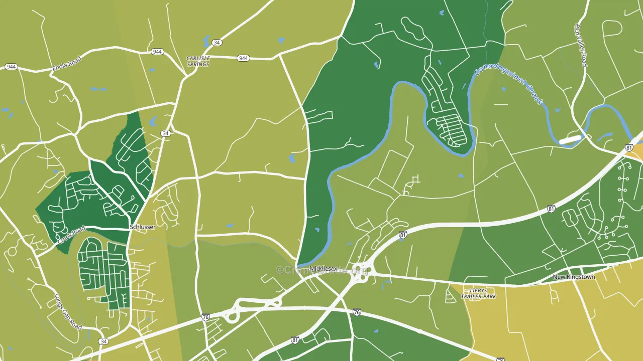 Middlesex, PA Map of Burglary Rates