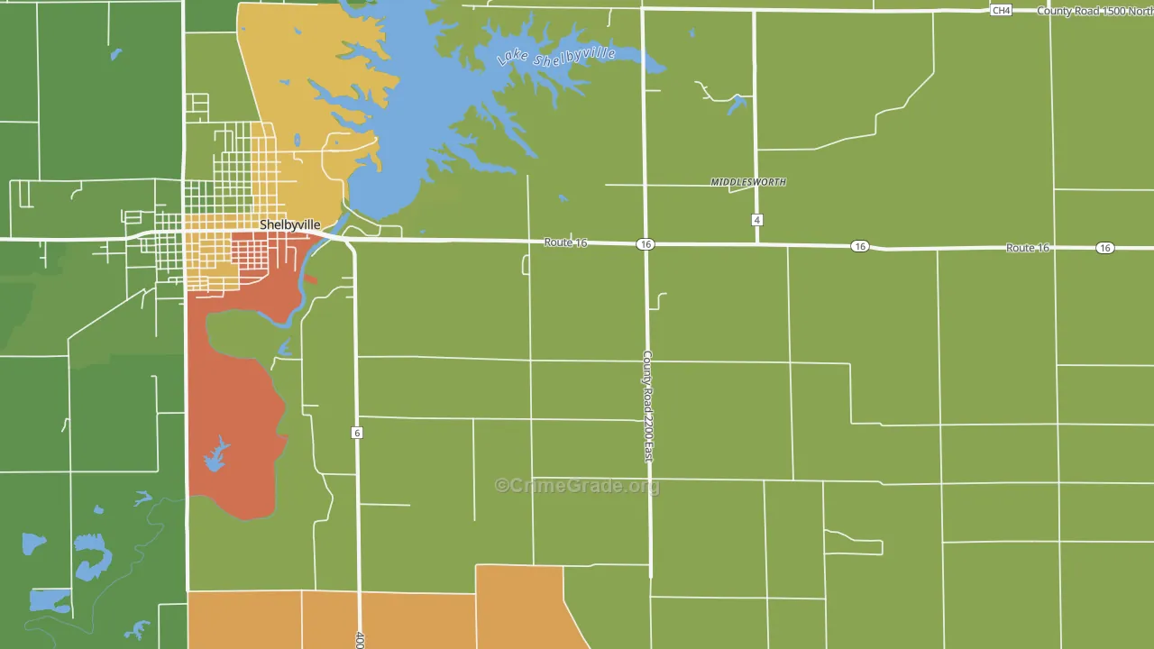 Middlesworth, IL Map of Burglary Rates