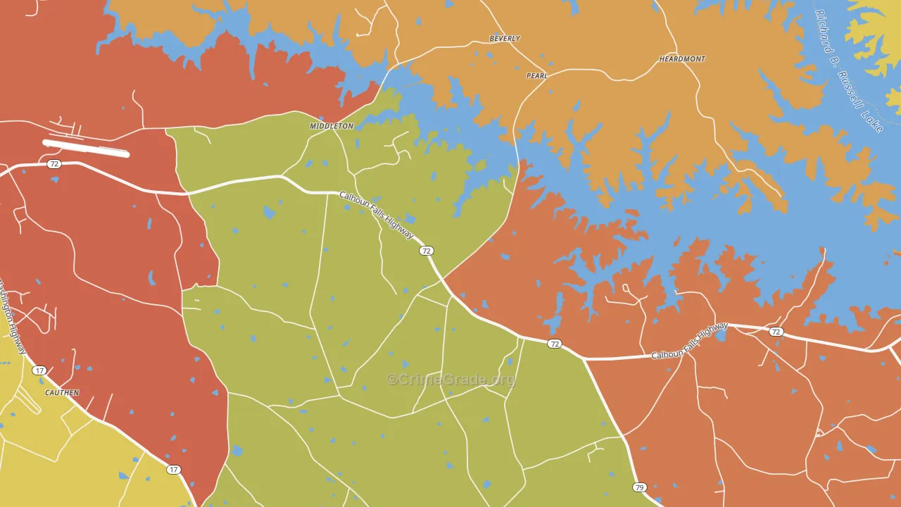 Middleton, GA Map of Burglary Rates