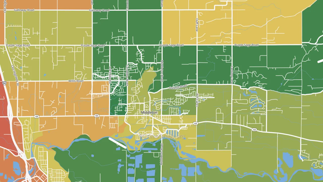 Middleton, ID Map of Burglary Rates