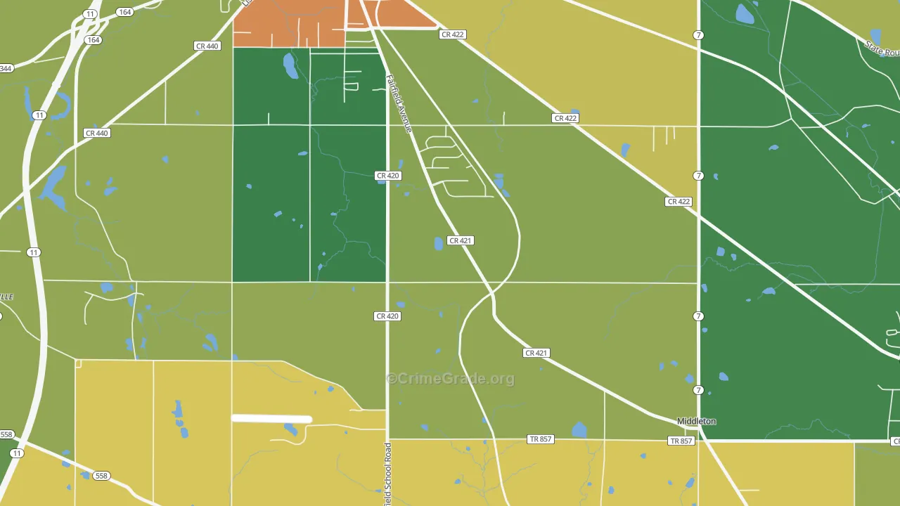 Middleton, OH Map of Burglary Rates
