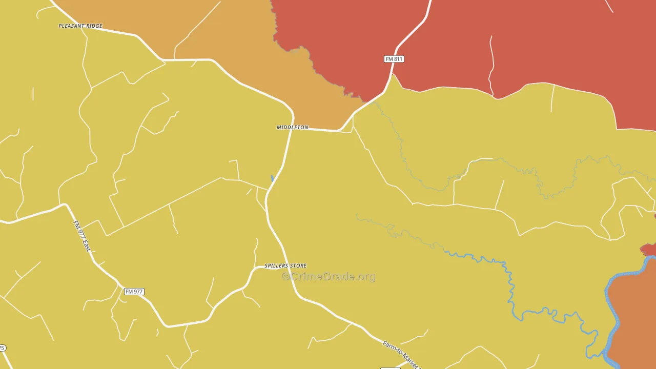 Middleton, TX Map of Burglary Rates