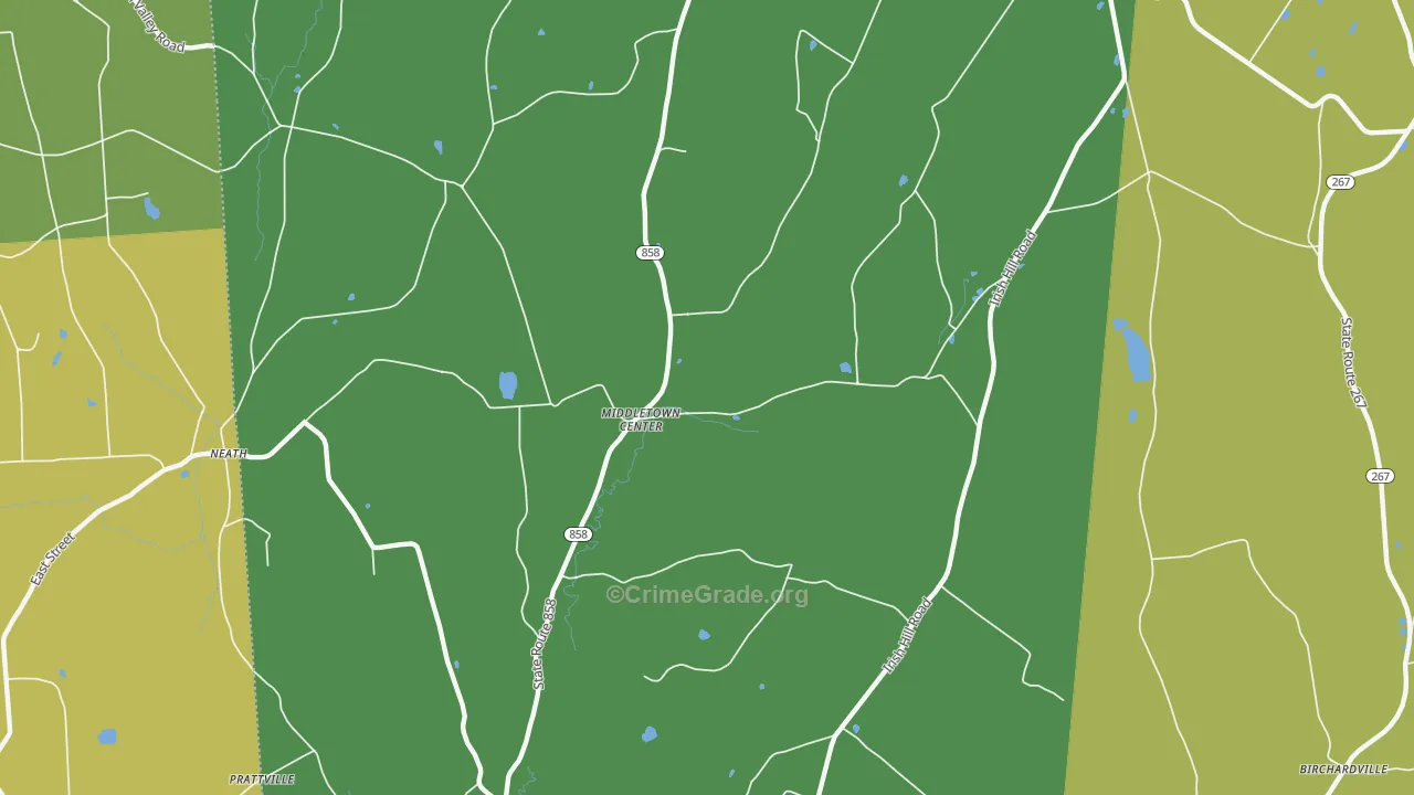 Middletown Center, PA Map of Burglary Rates