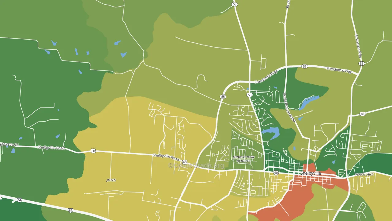Middletown Heights, KY Map of Burglary Rates