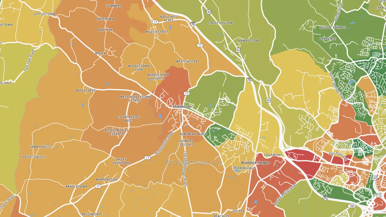 Middletown, MD Map of Burglary Rates