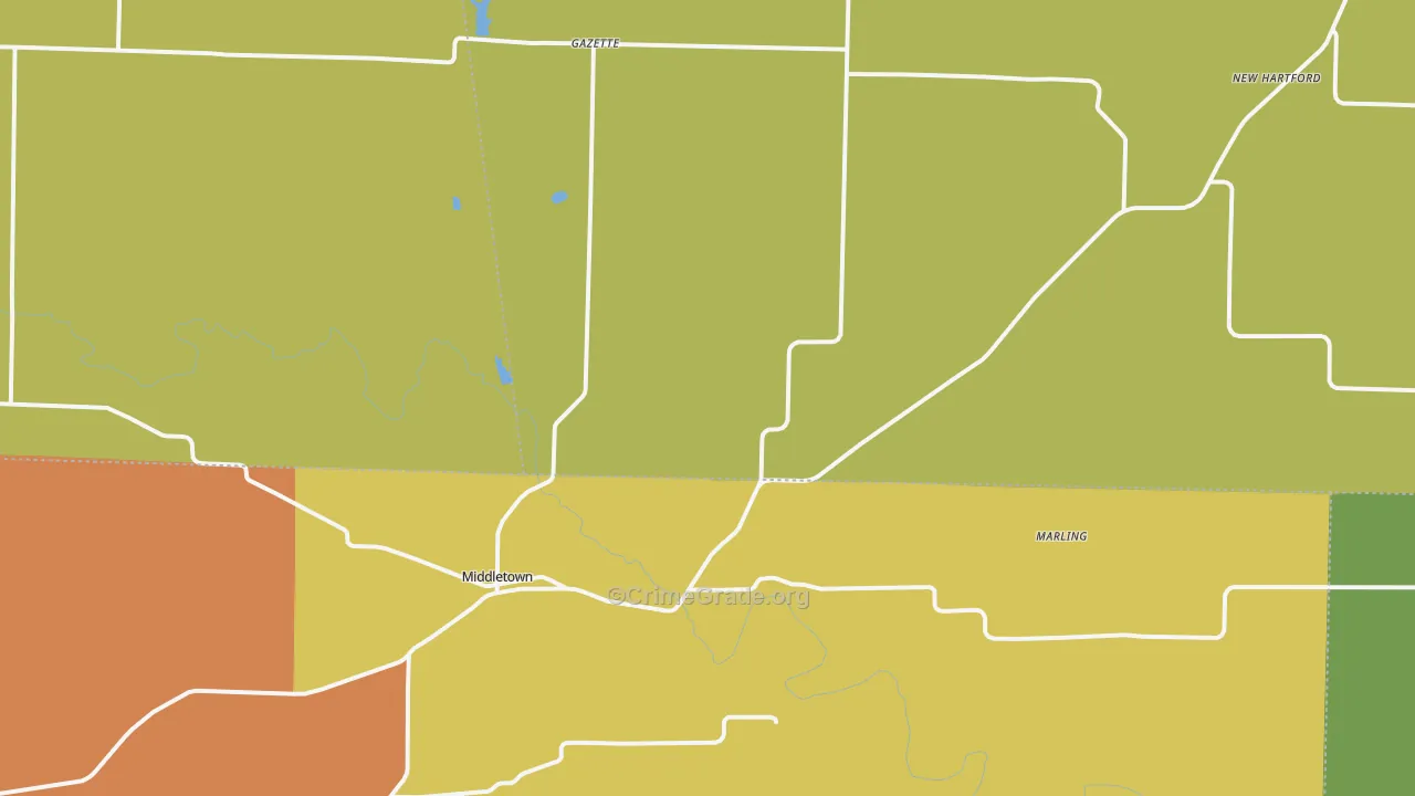 Middletown, MO Map of Burglary Rates