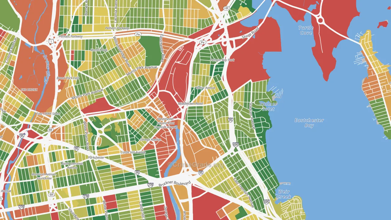 Middletown-Pelham Bay, Bronx, NY Map of Burglary Rates