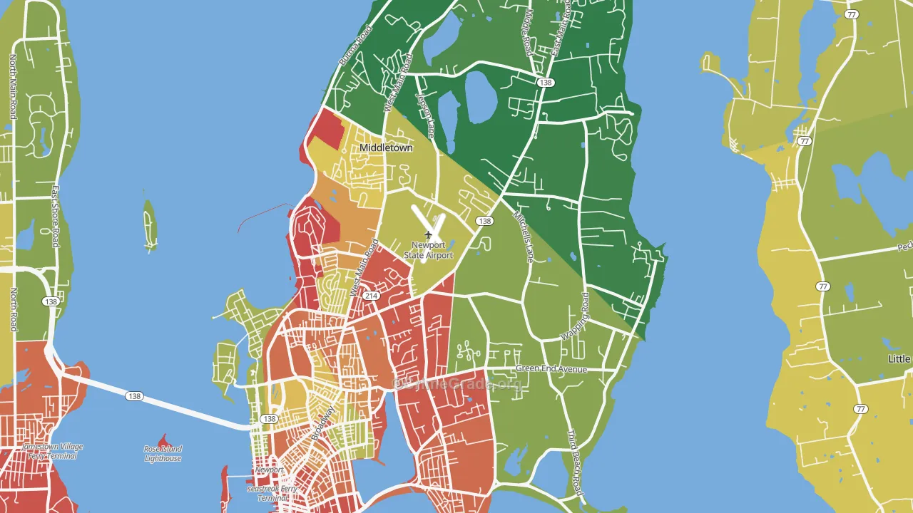 Middletown, RI Map of Burglary Rates