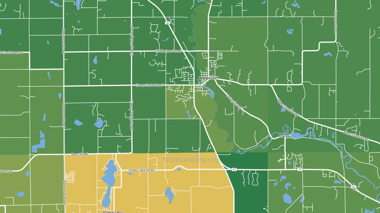 Middleville, MI Map of Burglary Rates