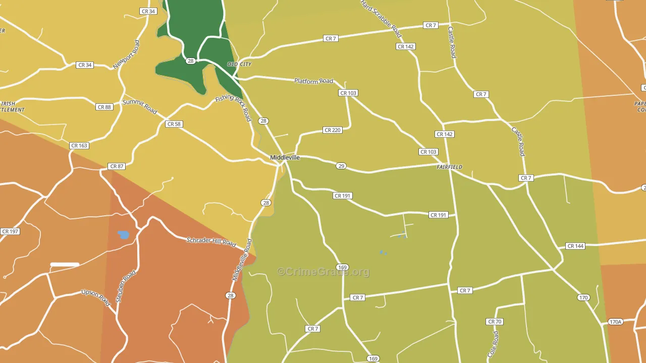Middleville, NY Map of Burglary Rates