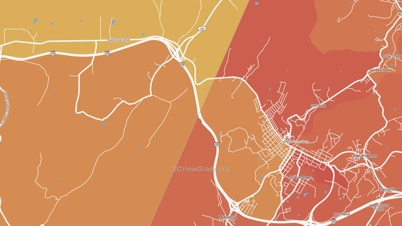 Midlothian, MD Map of Burglary Rates