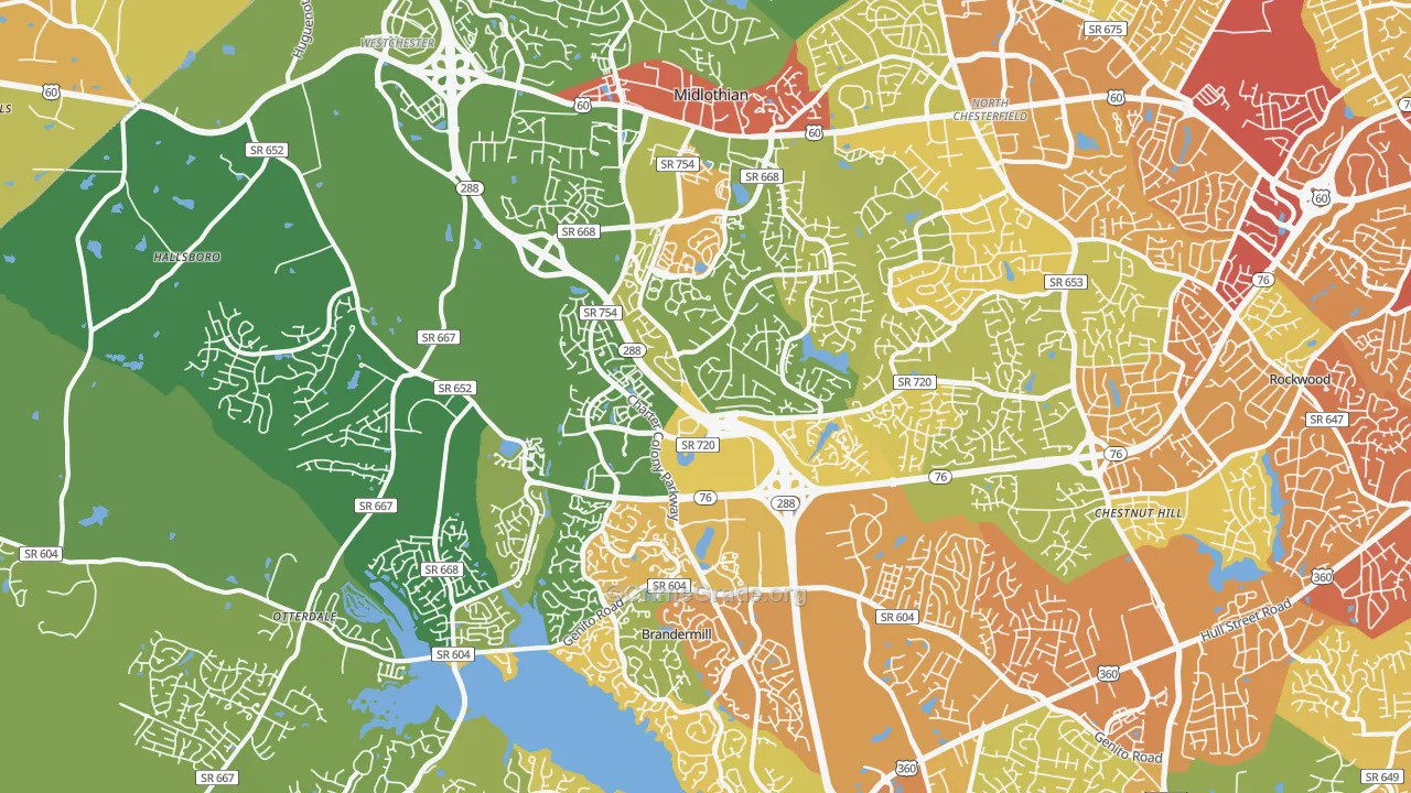 Midlothian, VA Map of Burglary Rates
