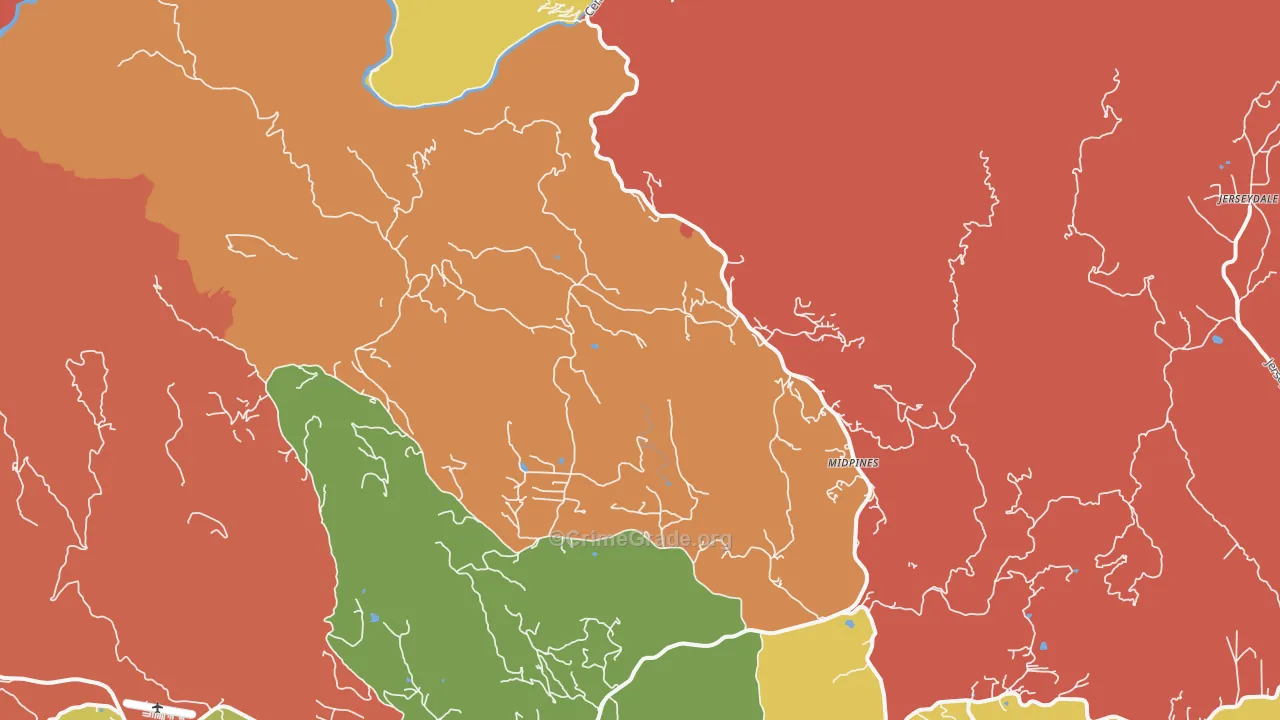 Midpines, CA Map of Burglary Rates