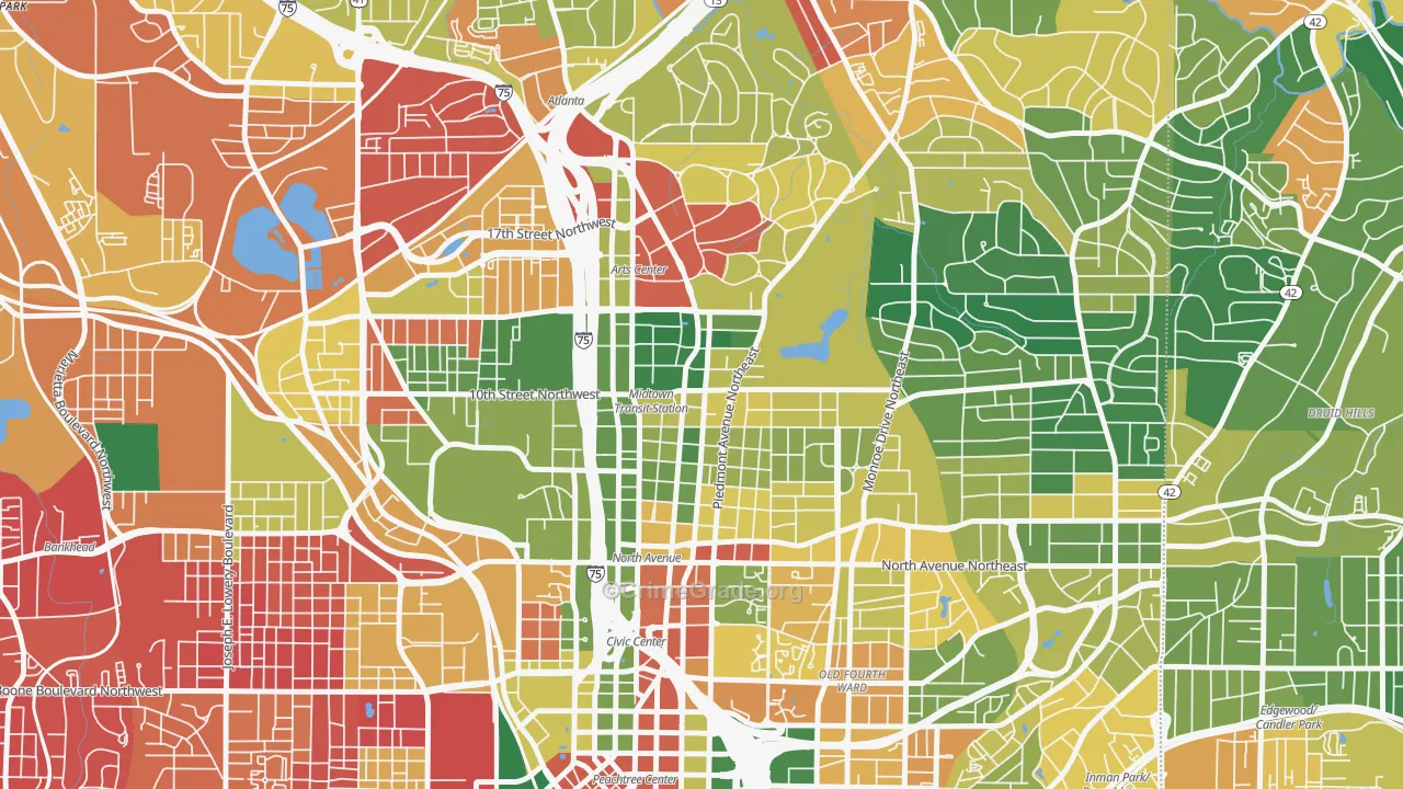 Midtown Atlanta, Atlanta, GA Map of Burglary Rates