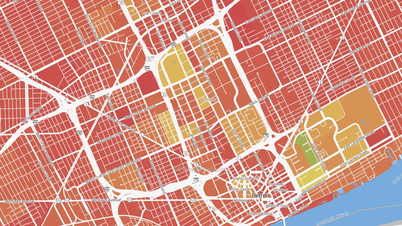 Midtown-Detroit, Detroit, MI Map of Burglary Rates