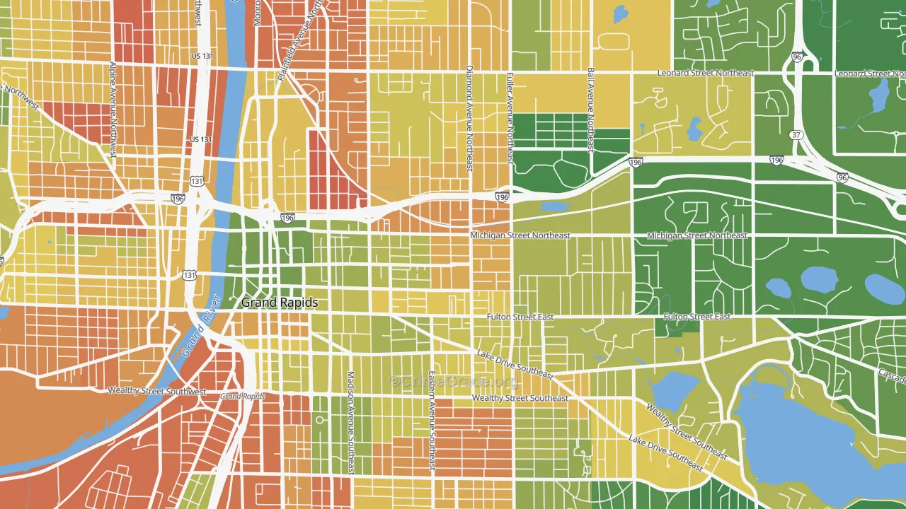 Midtown-Grand Rapids, Grand Rapids, MI Map of Burglary Rates