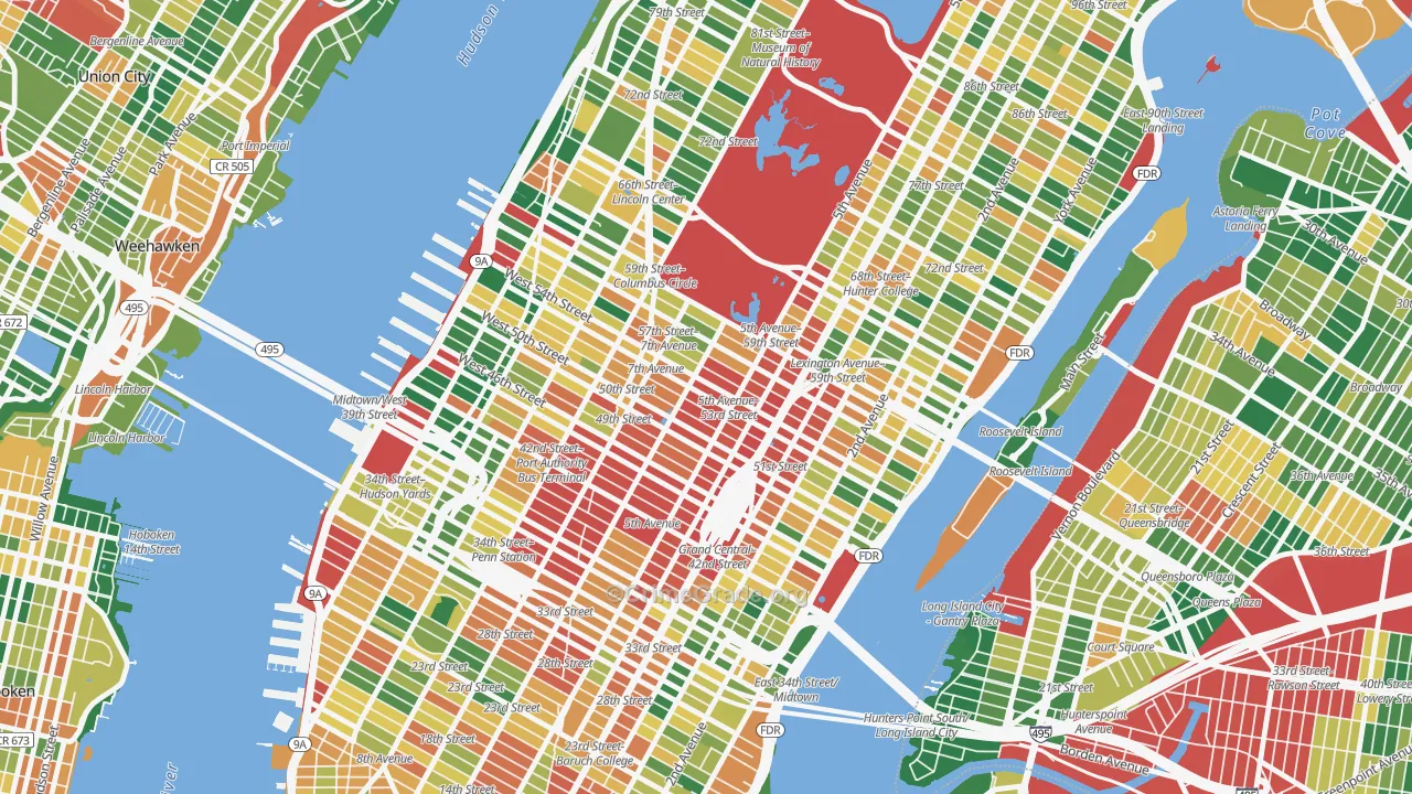 Midtown, Manhattan, NY Map of Burglary Rates