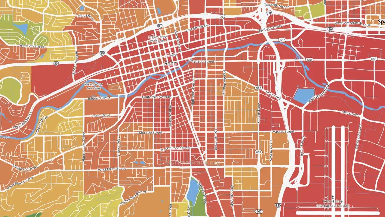 Midtown, Reno, NV Map of Burglary Rates