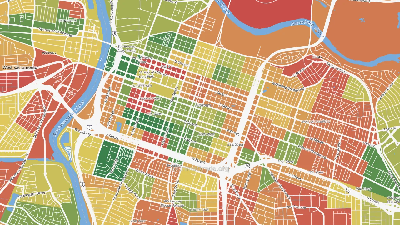 Midtown, Sacramento, CA Map of Burglary Rates