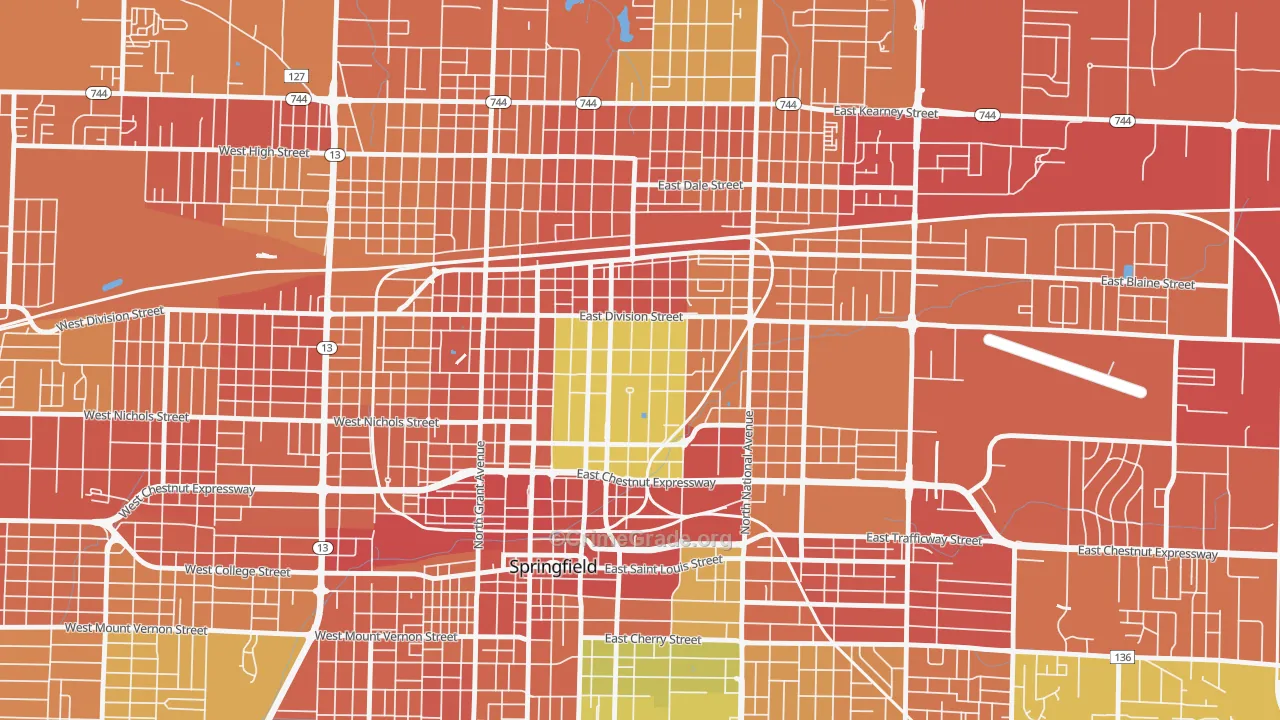 Midtown Springfield, Springfield, MO Map of Burglary Rates
