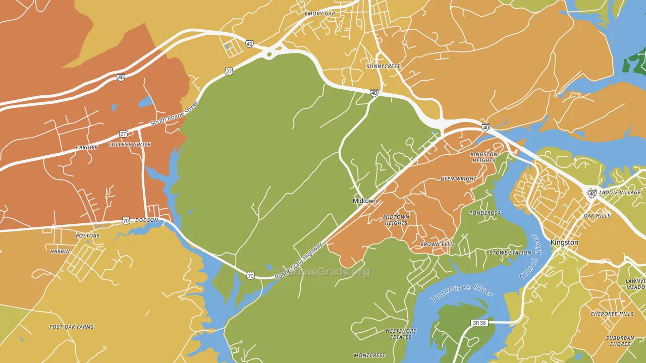 Midtown, TN Map of Burglary Rates