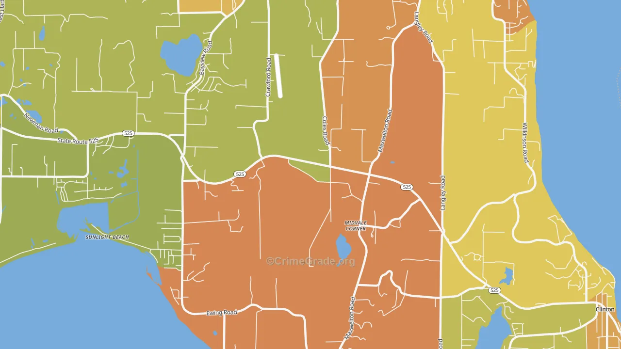 Midvale Corner, WA Map of Burglary Rates