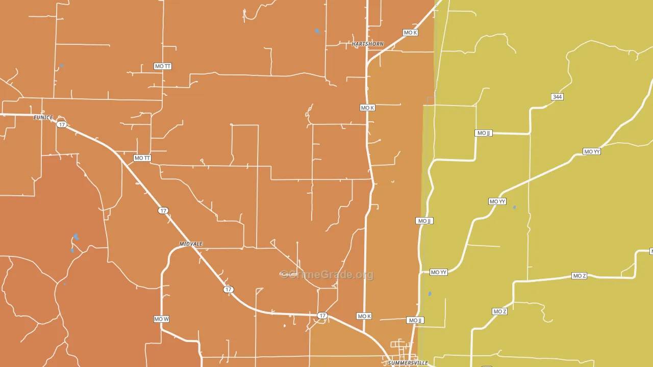 Midvale, MO Map of Burglary Rates