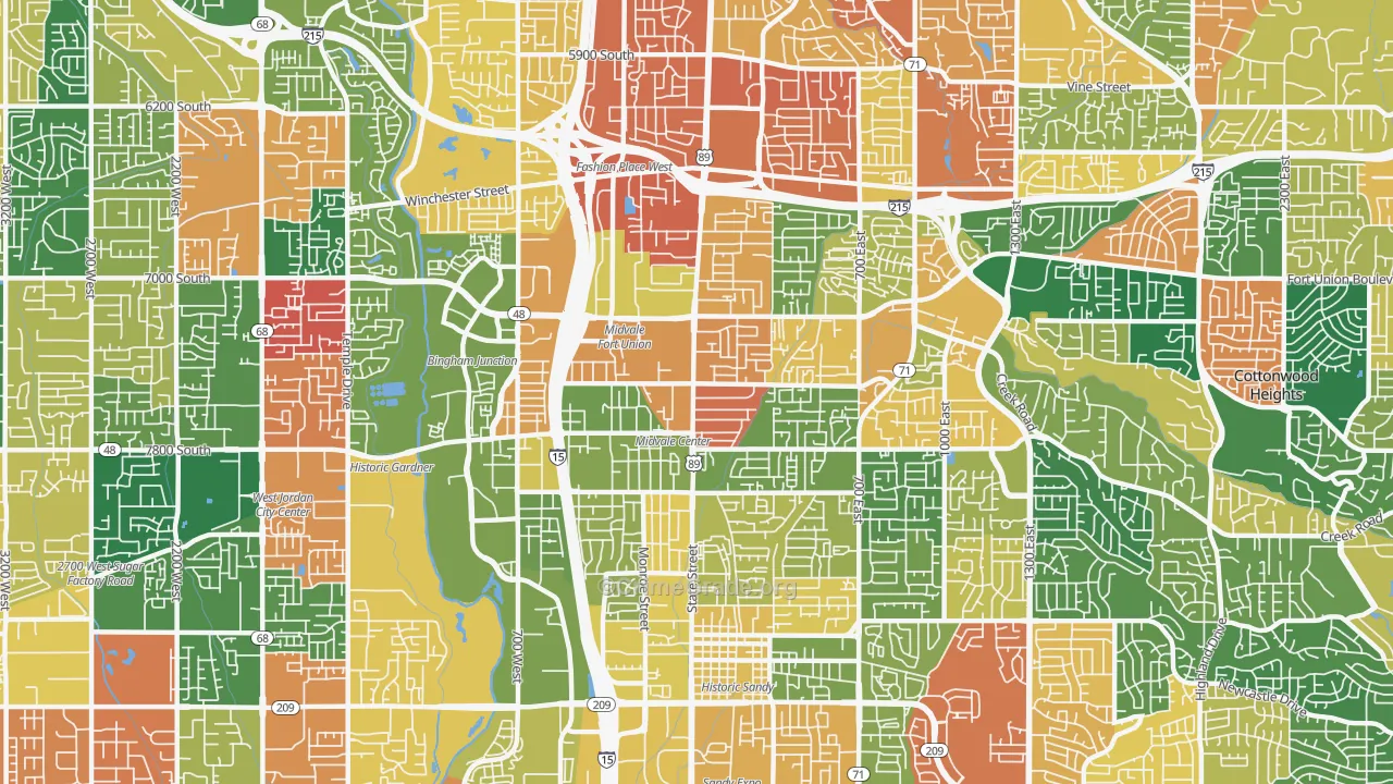 Midvale, UT Map of Burglary Rates